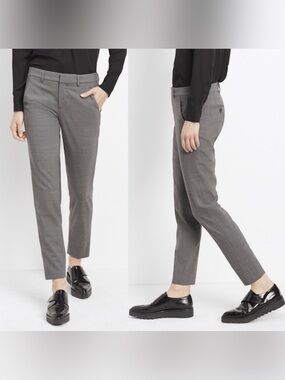Vince Women's Side Strapping Gray Wool Tapered Dress Pants - Size 4